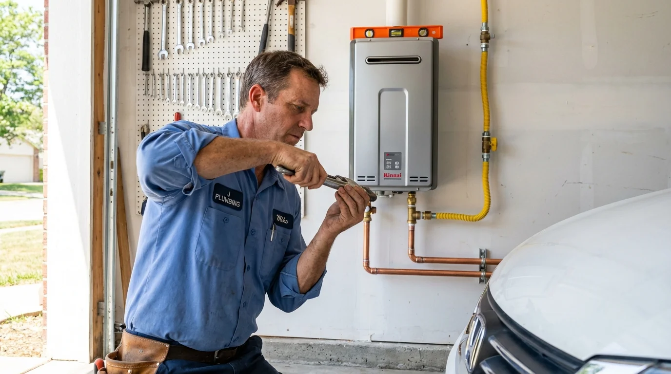 Tankless water heater installation by a Johns Plumbing LLC plumber in Sussex
